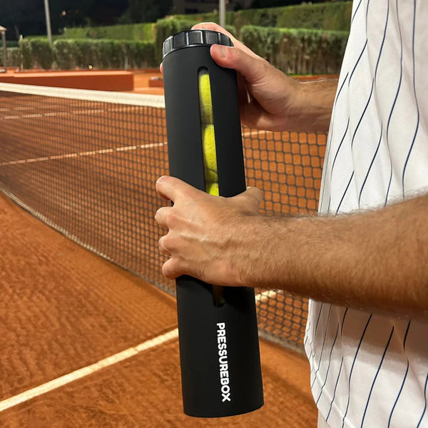Pressurebox trykbeholder til tennis - lukket og klar til brug